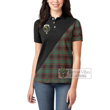 Buchan Ancient Tartan Women's Polo Shirt with Family Crest and Military Logo Style