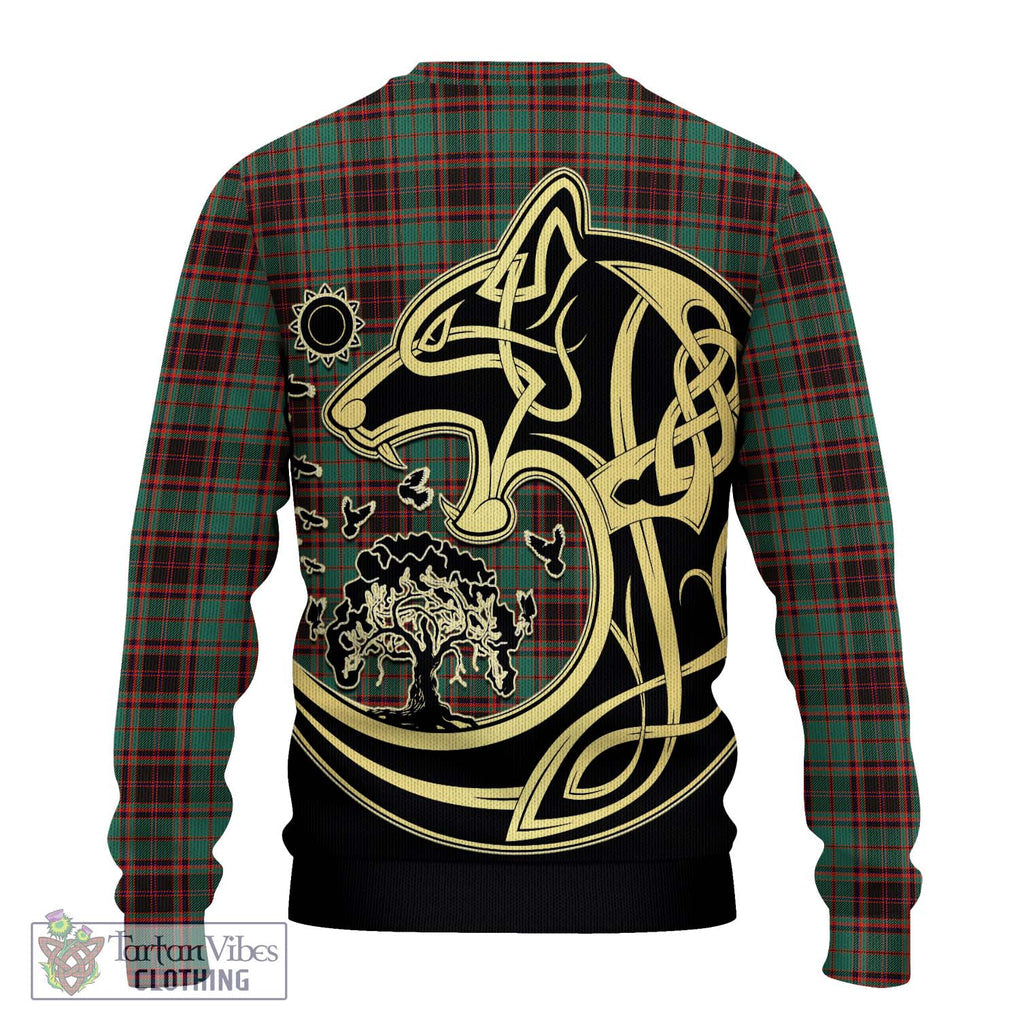 Buchan Ancient Tartan Knitted Sweater with Family Crest Celtic Wolf Style - Tartan Vibes Clothing