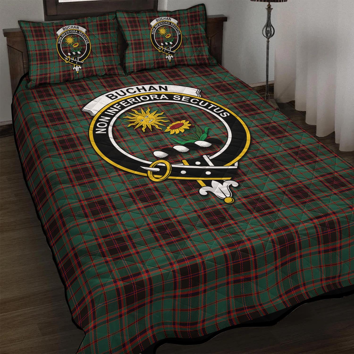 Buchan Ancient Tartan Quilt Bed Set with Family Crest - Tartan Vibes Clothing