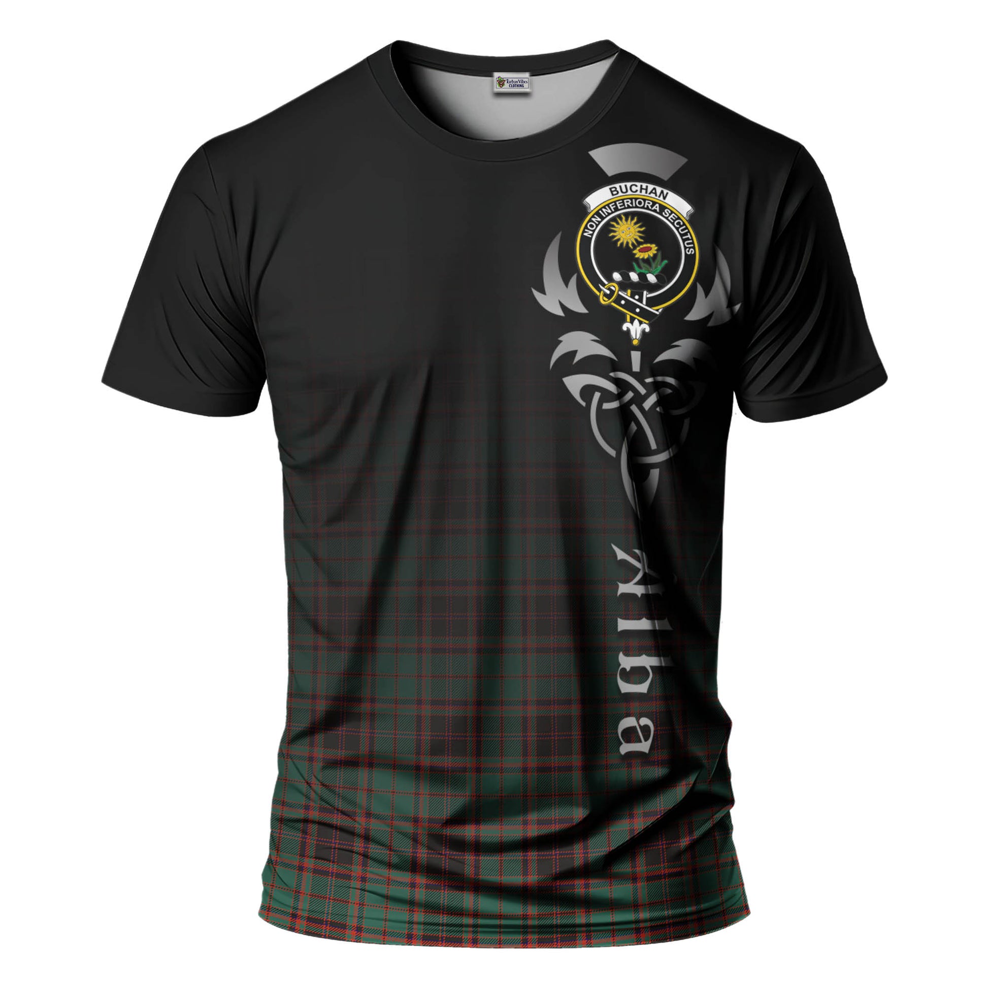 Tartan Vibes Clothing Buchan Ancient Tartan T-Shirt Featuring Alba Gu Brath Family Crest Celtic Inspired