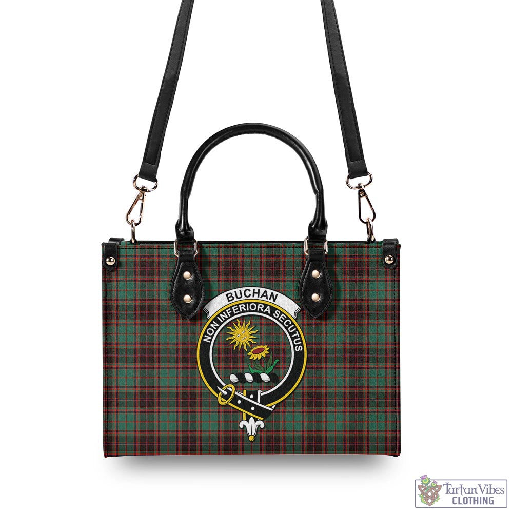 Tartan Vibes Clothing Buchan Ancient Tartan Luxury Leather Handbags with Family Crest