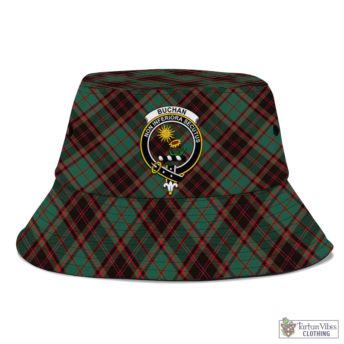 Tartan Vibes Clothing Buchan Ancient Tartan Bucket Hat with Family Crest