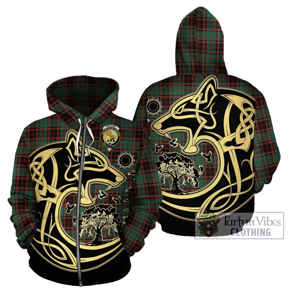 Buchan Ancient Tartan Hoodie with Family Crest Celtic Wolf Style - Tartan Vibes Clothing