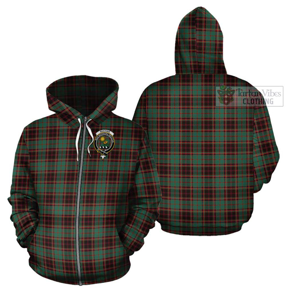 Buchan Ancient Tartan Cotton Hoodie with Family Crest Zip Hoodie - Tartan Vibes Clothing