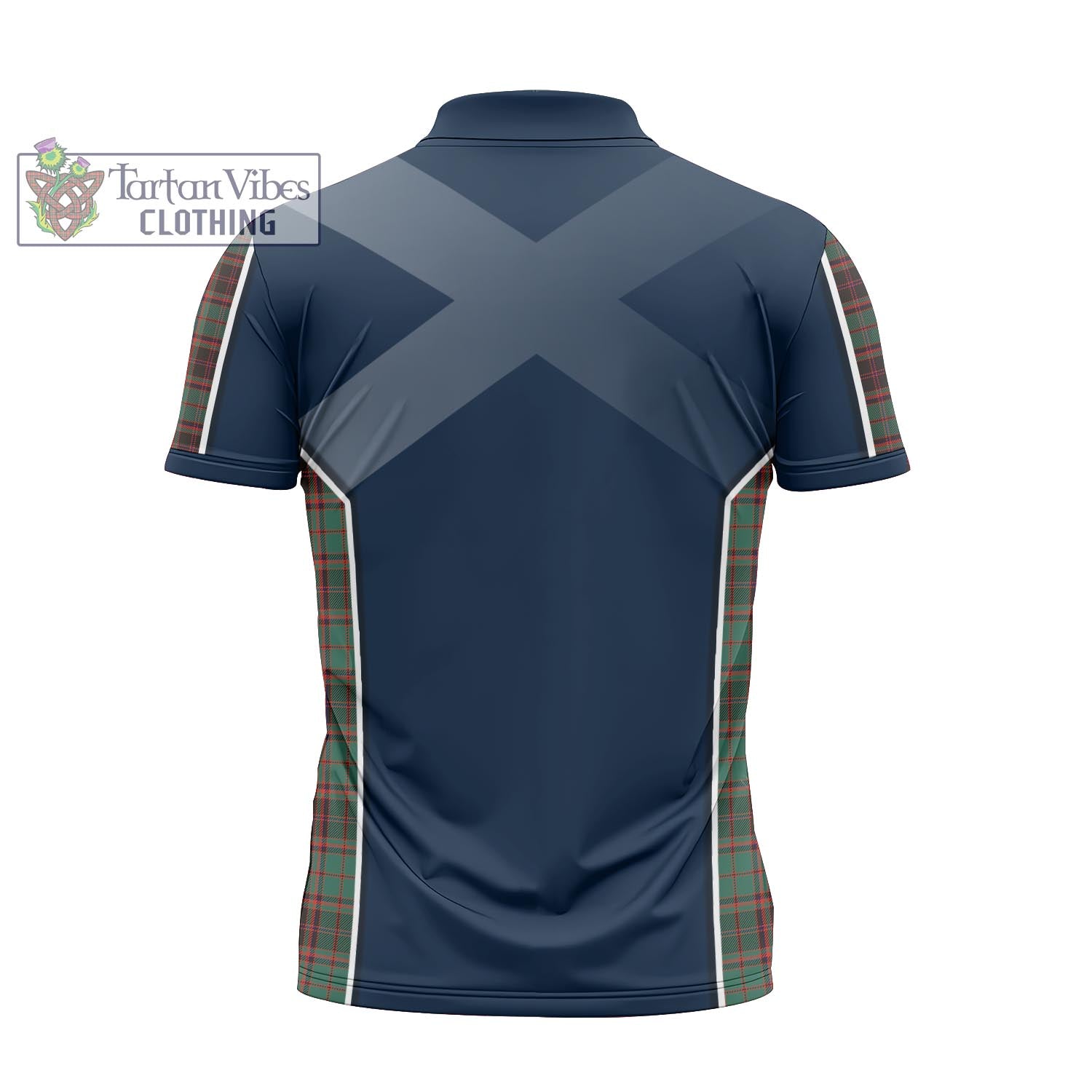 Tartan Vibes Clothing Buchan Ancient Tartan Zipper Polo Shirt with Family Crest and Scottish Thistle Vibes Sport Style