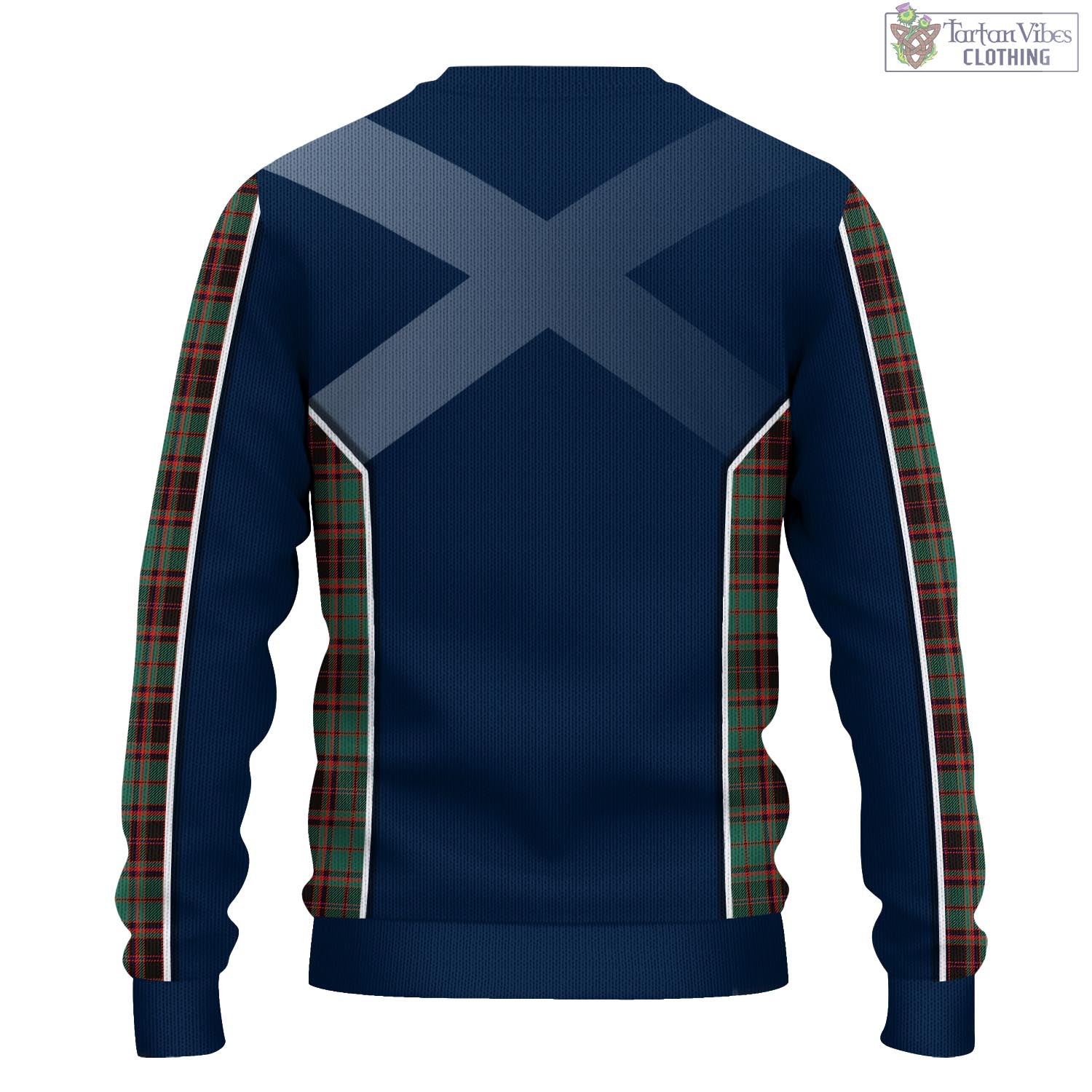 Tartan Vibes Clothing Buchan Ancient Tartan Knitted Sweatshirt with Family Crest and Scottish Thistle Vibes Sport Style