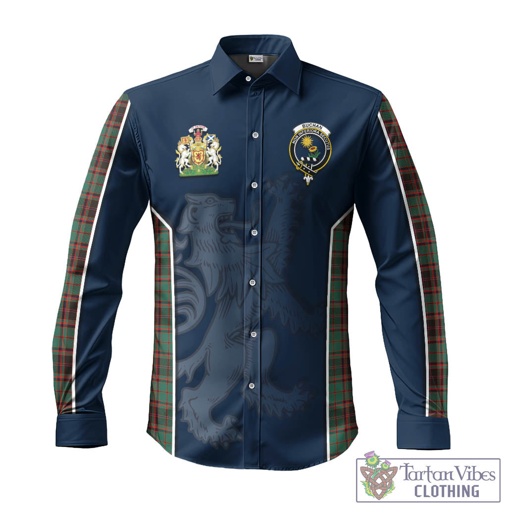 Tartan Vibes Clothing Buchan Ancient Tartan Long Sleeve Button Up Shirt with Family Crest and Lion Rampant Vibes Sport Style