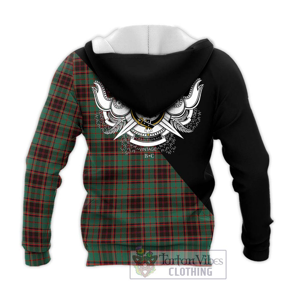 Buchan Ancient Tartan Knitted Hoodie with Family Crest and Military Logo Style - Tartanvibesclothing Shop