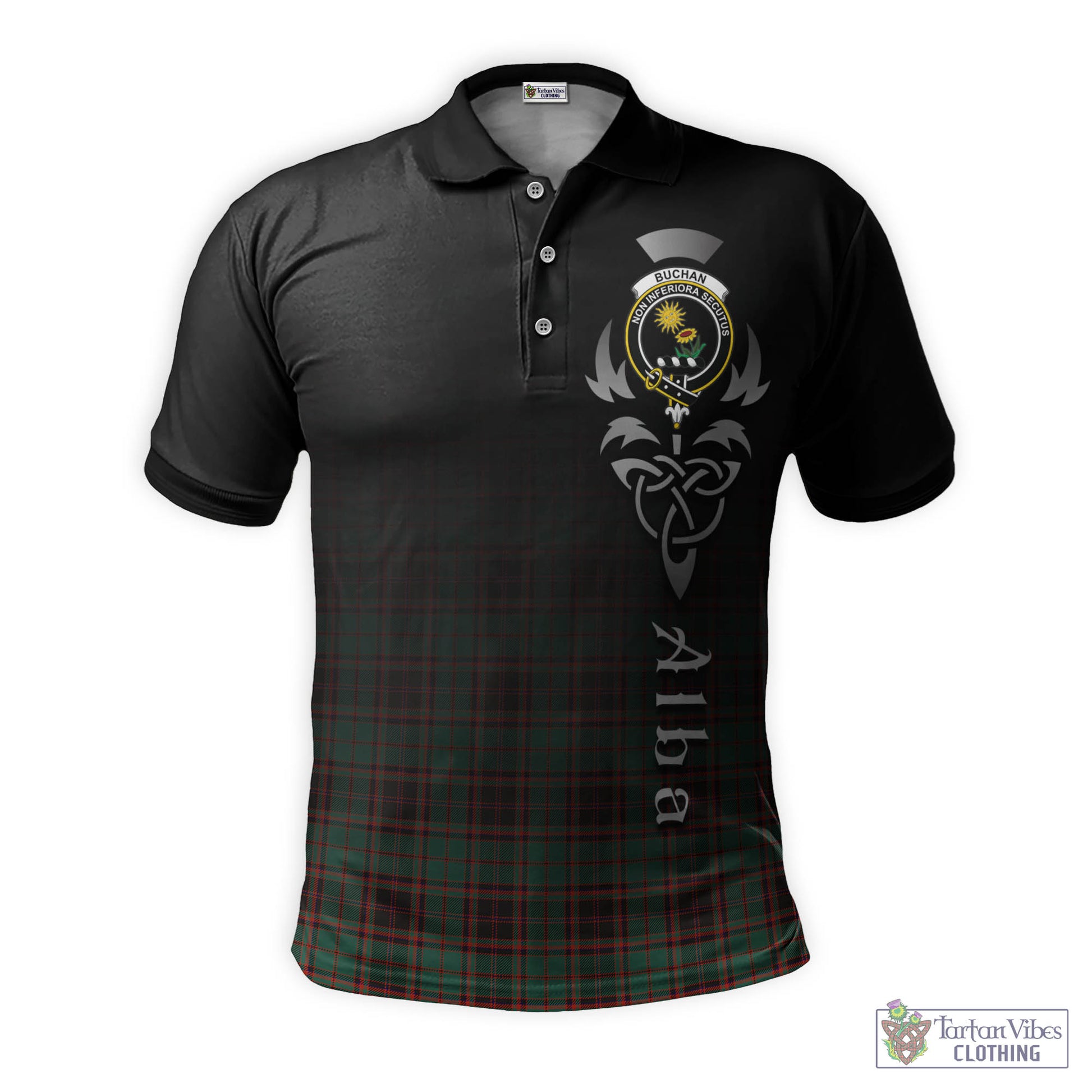 Tartan Vibes Clothing Buchan Ancient Tartan Polo Shirt Featuring Alba Gu Brath Family Crest Celtic Inspired