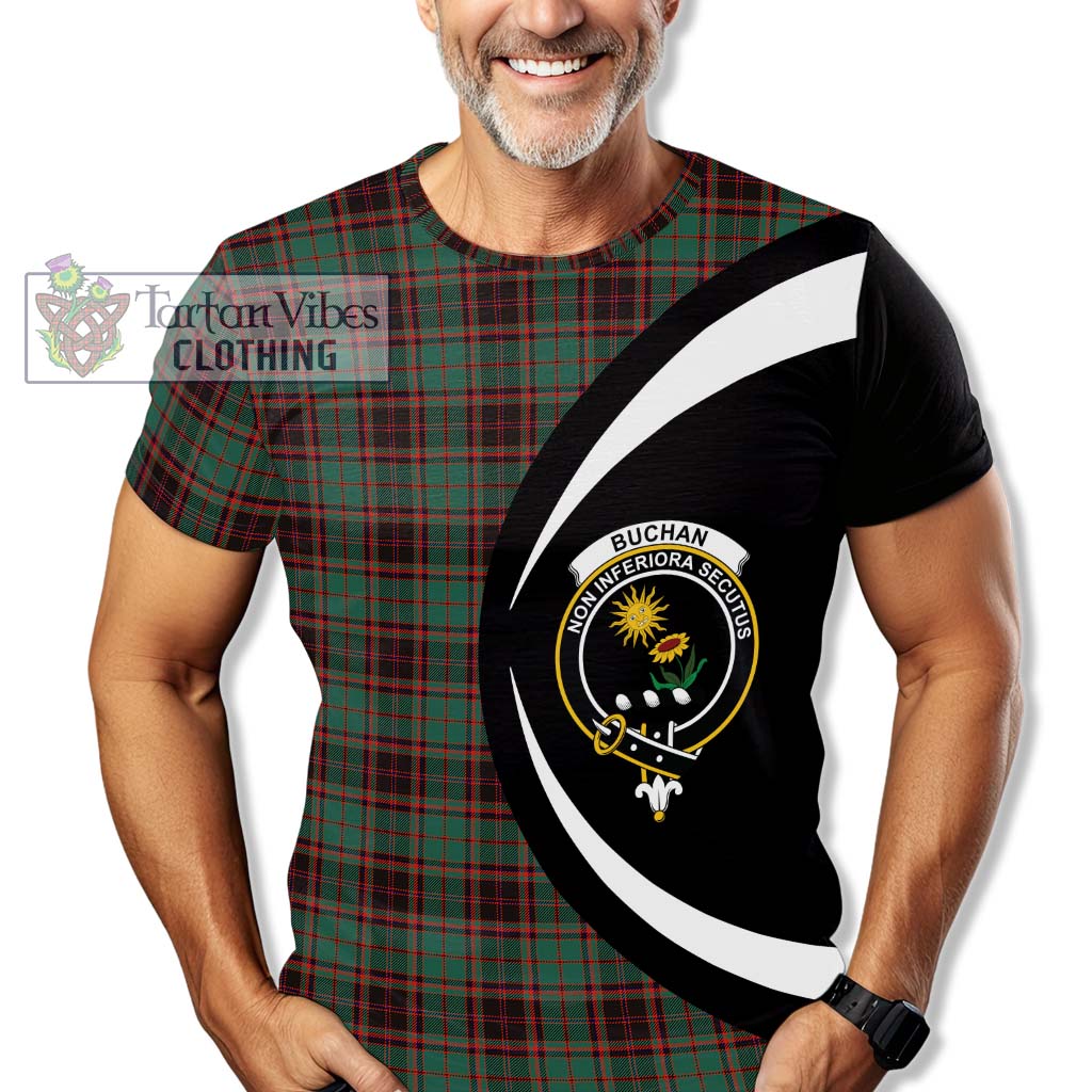 Tartan Vibes Clothing Buchan Ancient Tartan T-Shirt with Family Crest Circle Style