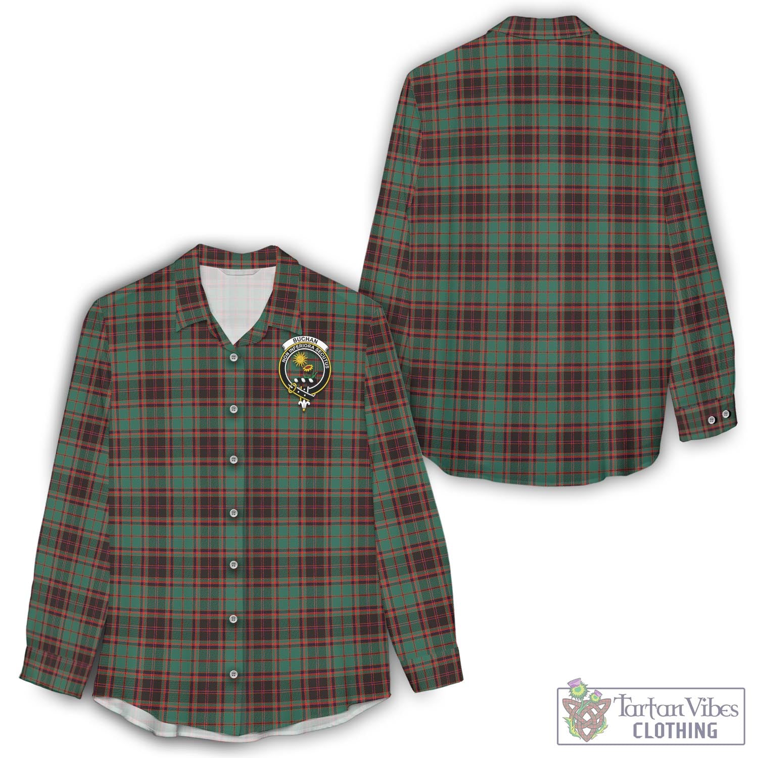 Tartan Vibes Clothing Buchan Ancient Tartan Womens Casual Shirt with Family Crest