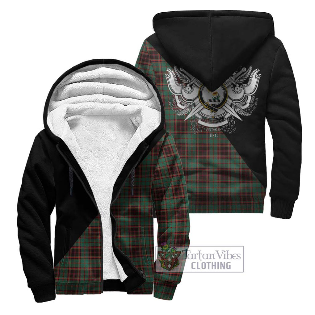 Buchan Ancient Tartan Sherpa Hoodie with Family Crest and Military Logo Style Unisex - Tartanvibesclothing Shop