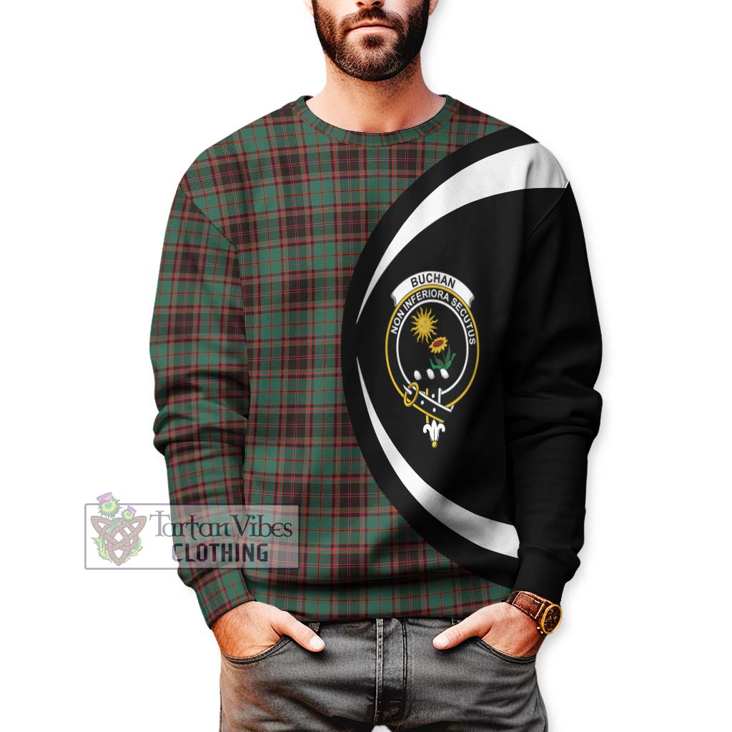 Buchan Ancient Tartan Sweatshirt with Family Crest Circle Style - Tartan Vibes Clothing