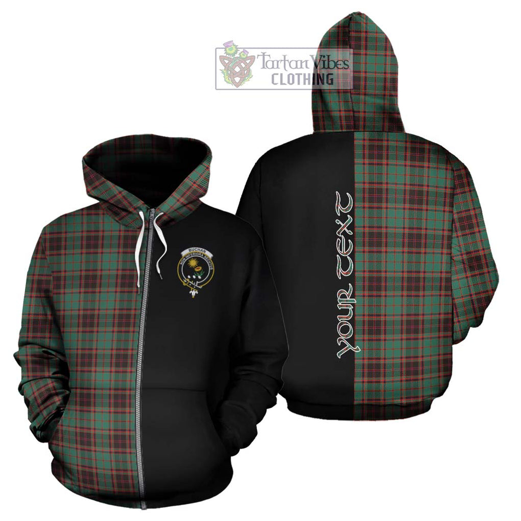 Buchan Ancient Tartan Hoodie with Family Crest and Half Of Me Style - Tartanvibesclothing Shop