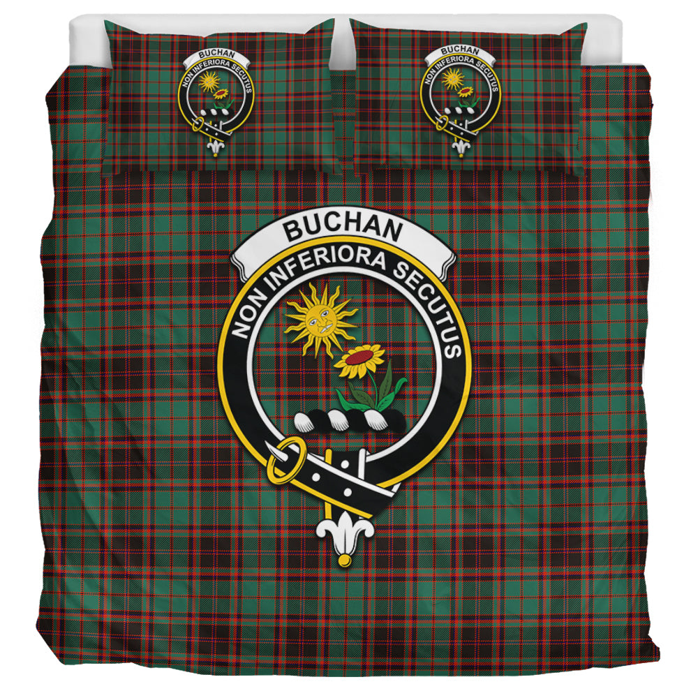 Buchan Ancient Tartan Bedding Set with Family Crest - Tartanvibesclothing