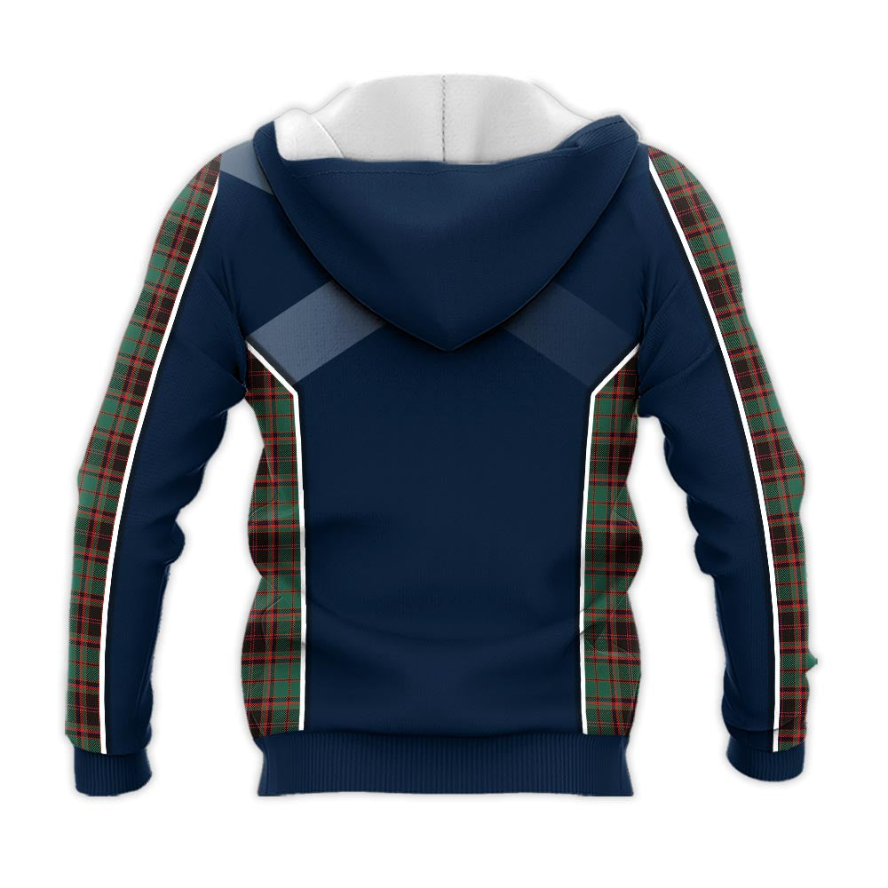 Tartan Vibes Clothing Buchan Ancient Tartan Knitted Hoodie with Family Crest and Scottish Thistle Vibes Sport Style