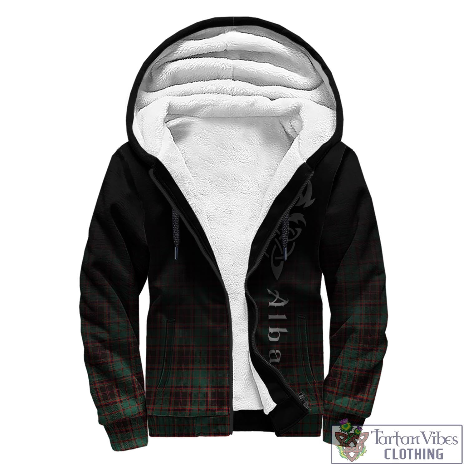 Tartan Vibes Clothing Buchan Ancient Tartan Sherpa Hoodie Featuring Alba Gu Brath Family Crest Celtic Inspired