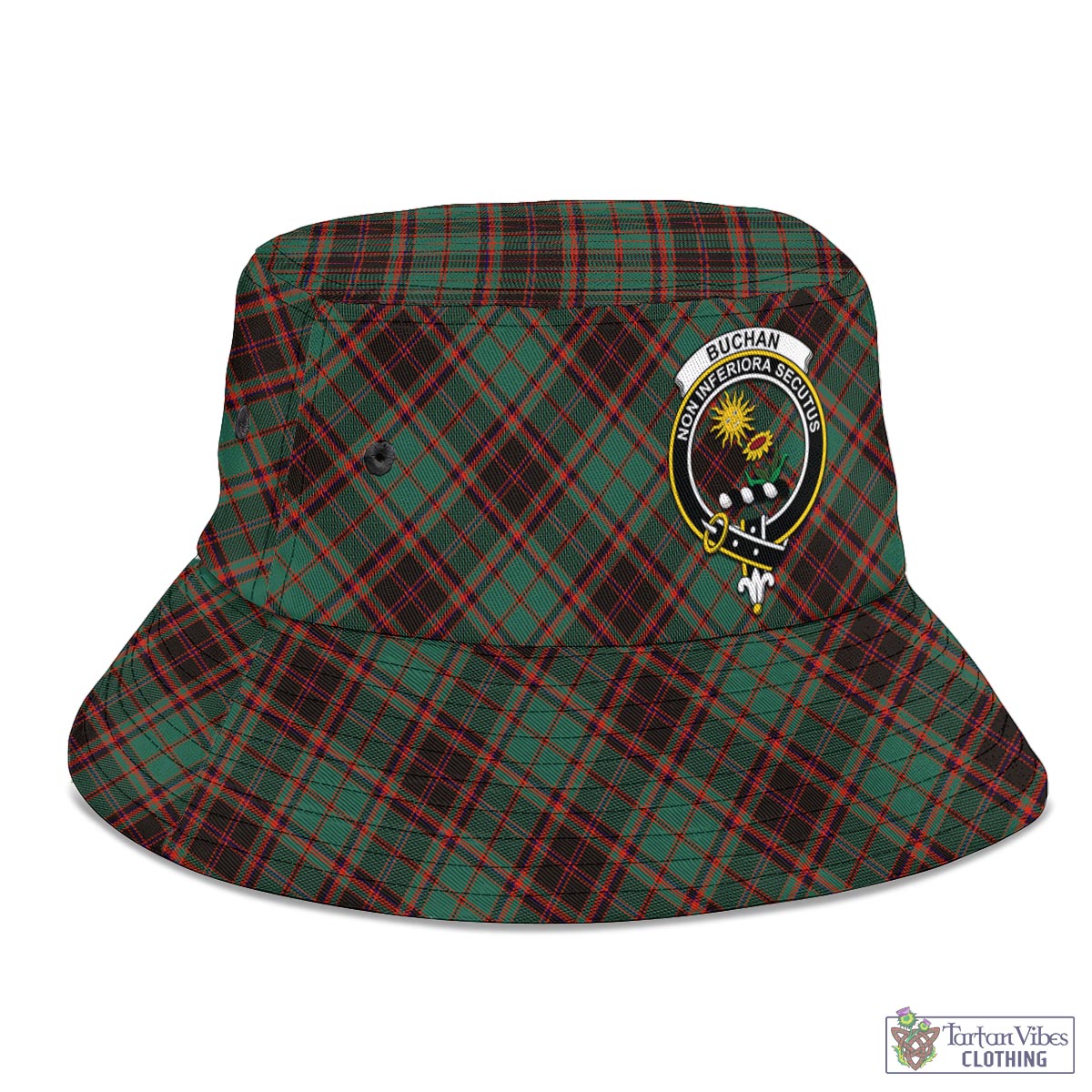 Tartan Vibes Clothing Buchan Ancient Tartan Bucket Hat with Family Crest