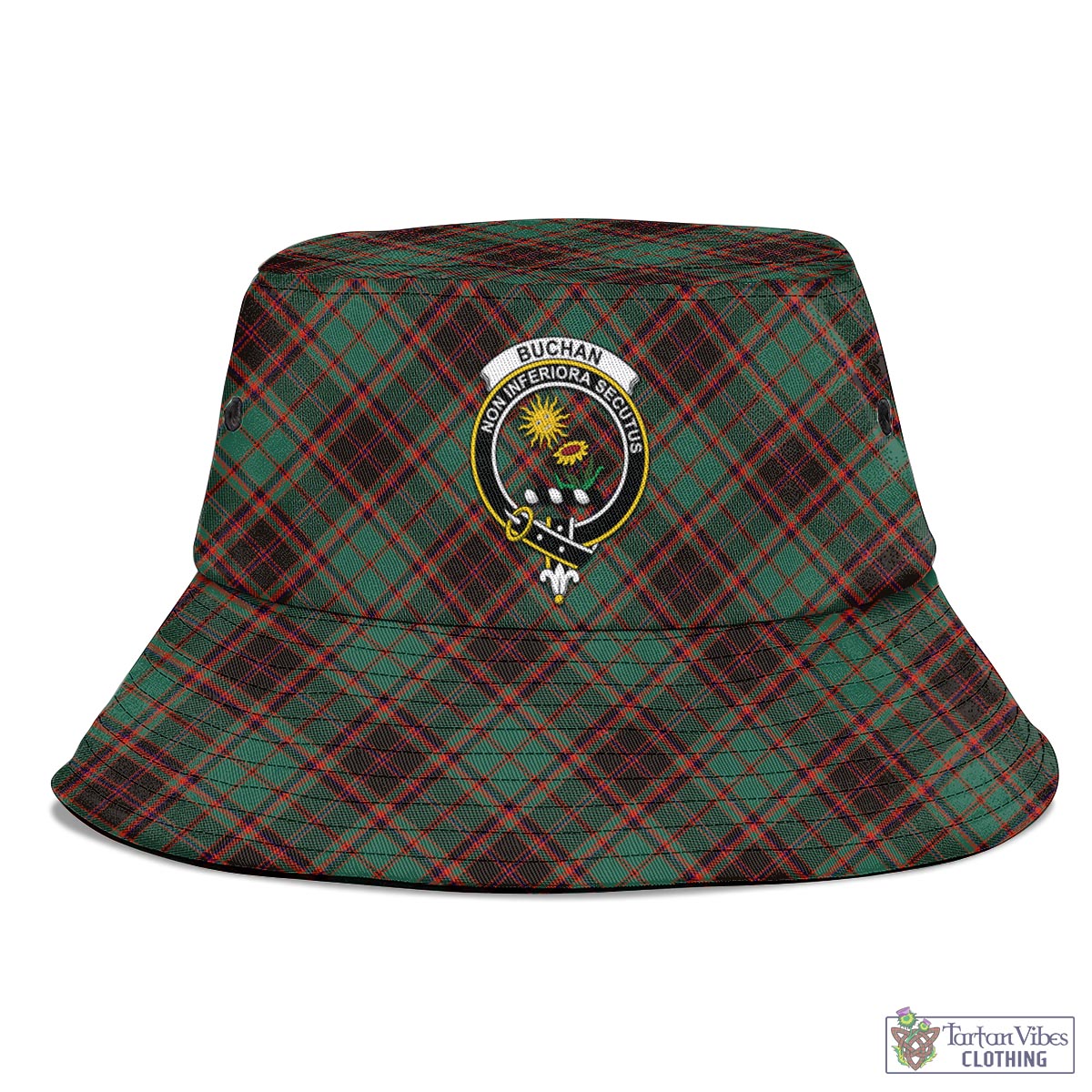 Tartan Vibes Clothing Buchan Ancient Tartan Bucket Hat with Family Crest