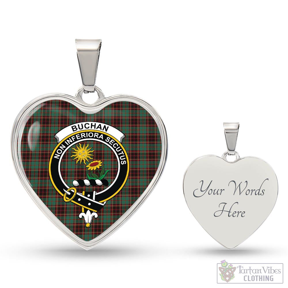 Tartan Vibes Clothing Buchan Ancient Tartan Heart Necklace with Family Crest