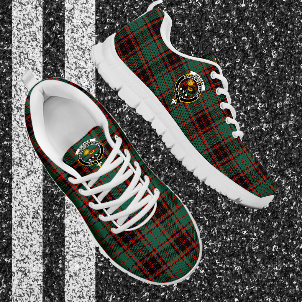 Buchan Ancient Tartan Sneakers with Family Crest - Tartan Vibes Clothing