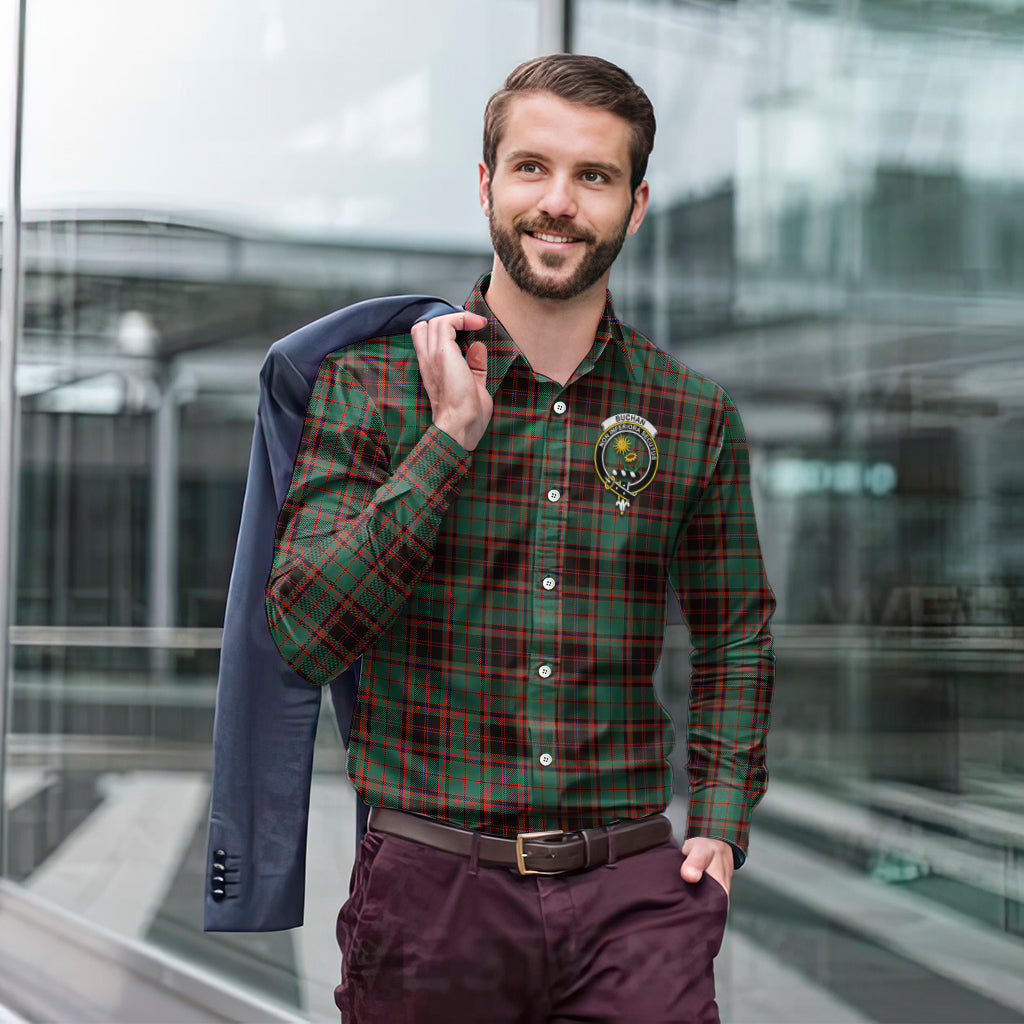 Buchan Ancient Tartan Long Sleeve Button Up Shirt with Family Crest - Tartanvibesclothing