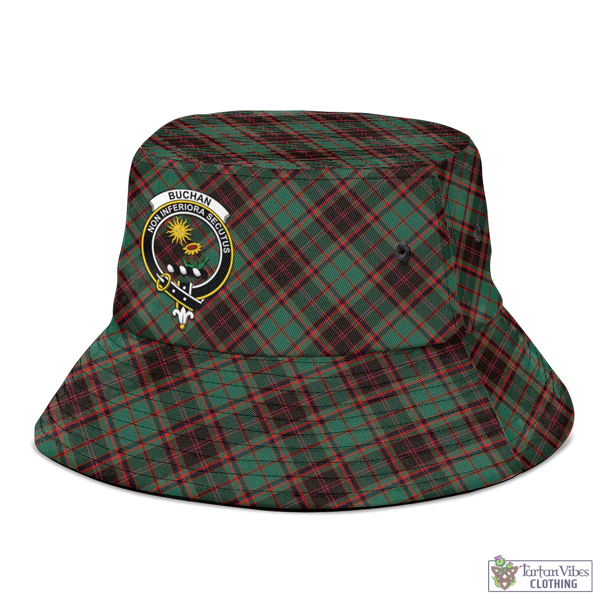 Tartan Vibes Clothing Buchan Ancient Tartan Bucket Hat with Family Crest