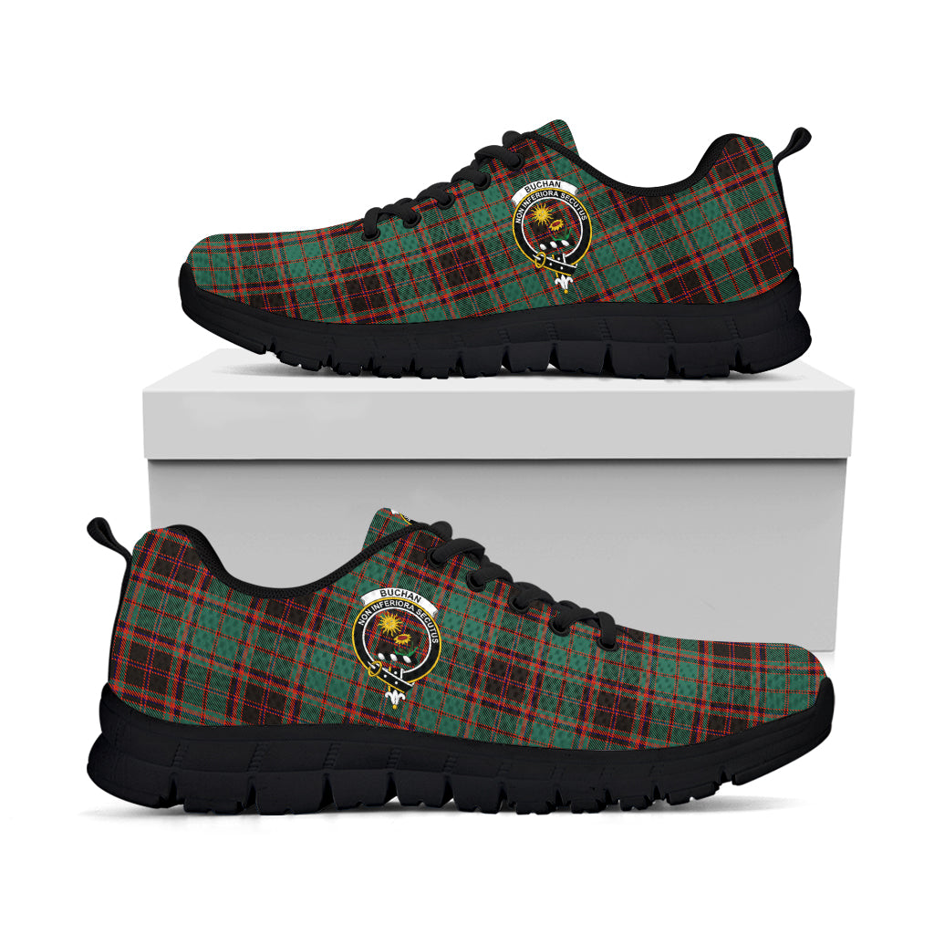 Buchan Ancient Tartan Sneakers with Family Crest - Tartan Vibes Clothing