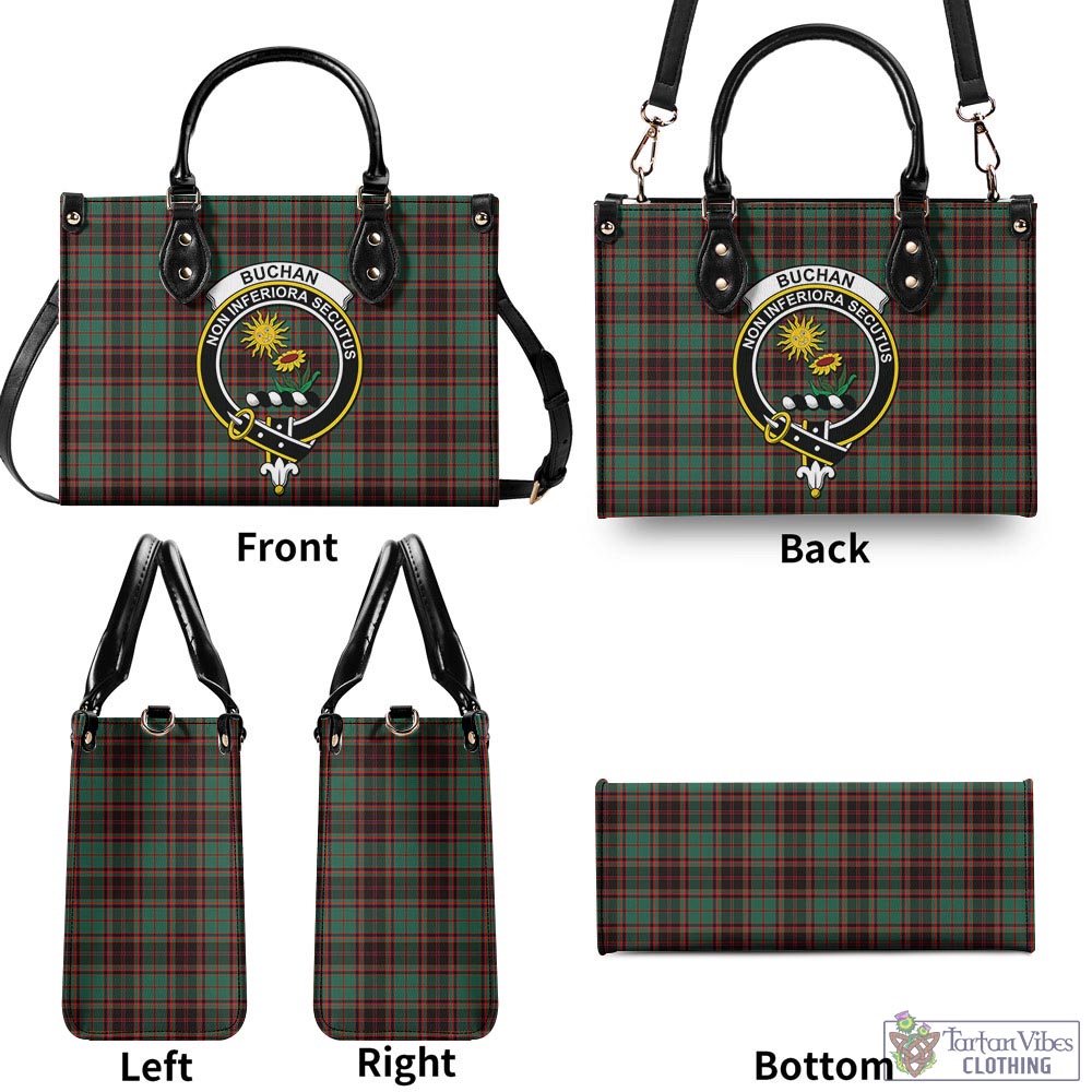 Tartan Vibes Clothing Buchan Ancient Tartan Luxury Leather Handbags with Family Crest