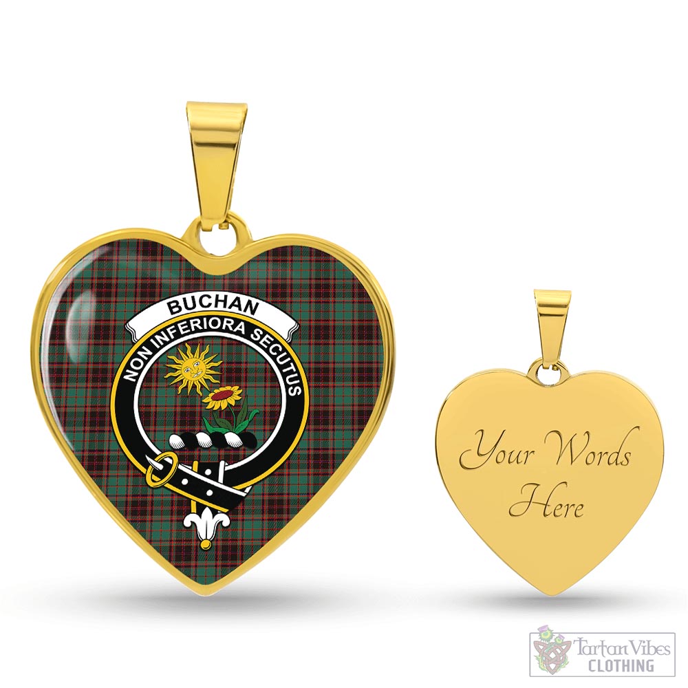 Tartan Vibes Clothing Buchan Ancient Tartan Heart Necklace with Family Crest