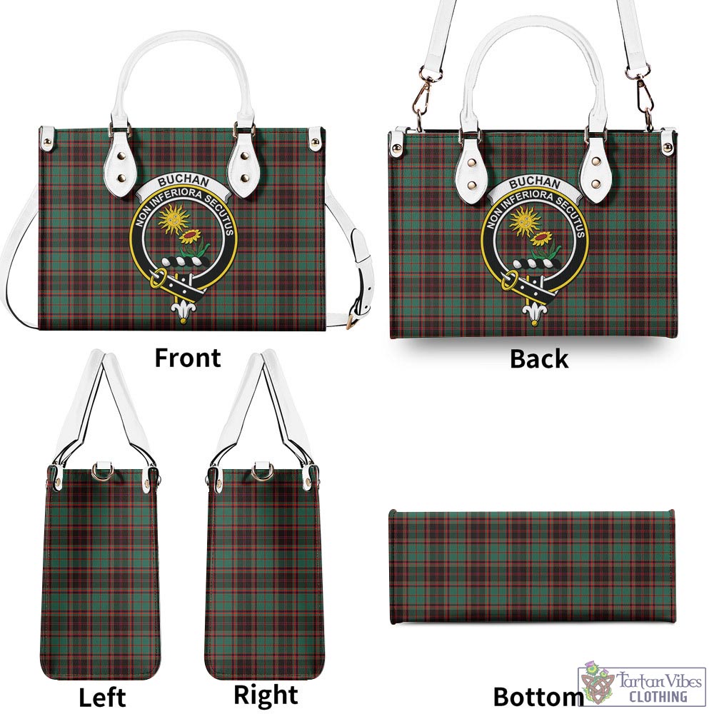 Tartan Vibes Clothing Buchan Ancient Tartan Luxury Leather Handbags with Family Crest