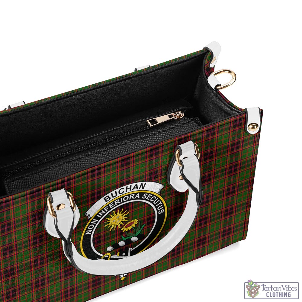 Tartan Vibes Clothing Buchan Modern Tartan Luxury Leather Handbags with Family Crest