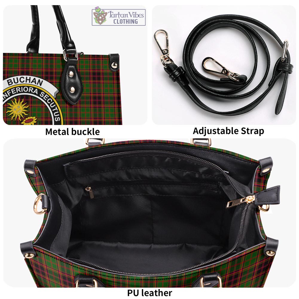 Tartan Vibes Clothing Buchan Modern Tartan Luxury Leather Handbags with Family Crest