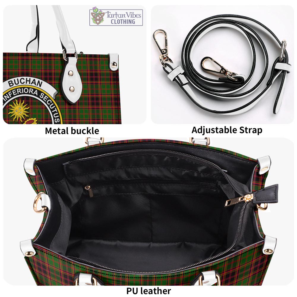 Tartan Vibes Clothing Buchan Modern Tartan Luxury Leather Handbags with Family Crest