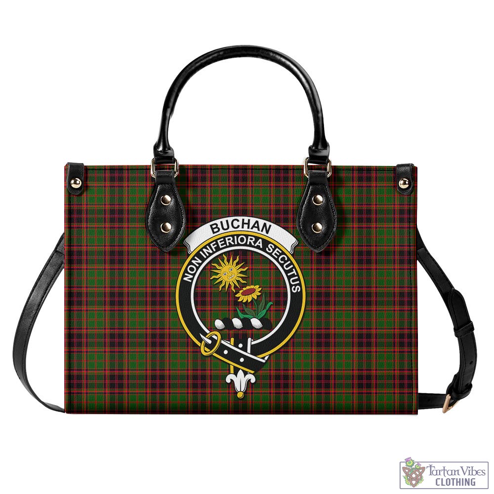 Tartan Vibes Clothing Buchan Modern Tartan Luxury Leather Handbags with Family Crest