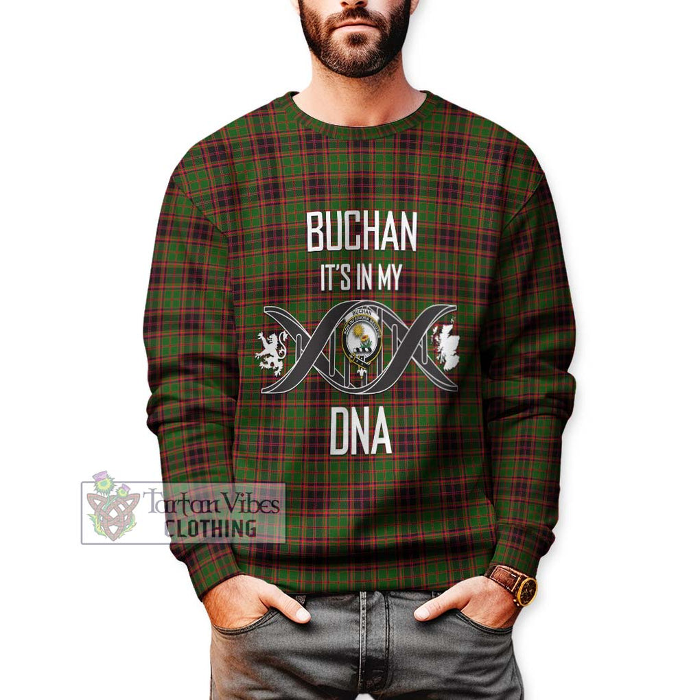 Buchan Tartan Sweatshirt with Family Crest DNA In Me Style Unisex - Tartanvibesclothing Shop