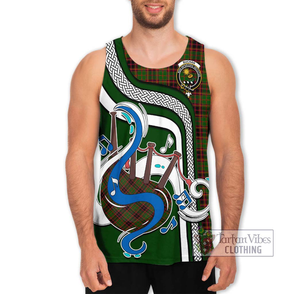 Buchan Tartan Men's Tank Top with Epic Bagpipe Style Men - Tartanvibesclothing Shop