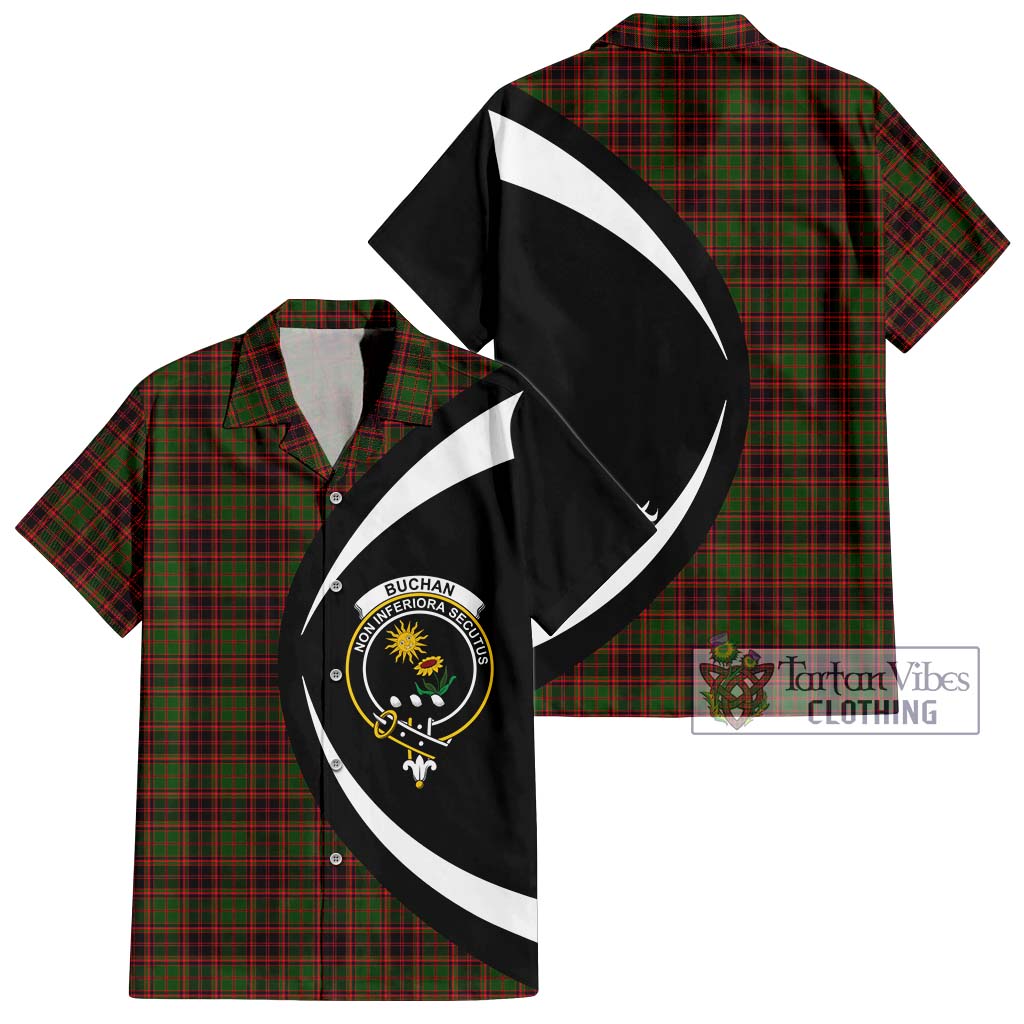 Buchan Tartan Short Sleeve Button Up with Family Crest Circle Style Kid - Tartan Vibes Clothing