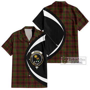 Buchan Tartan Short Sleeve Button Up with Family Crest Circle Style