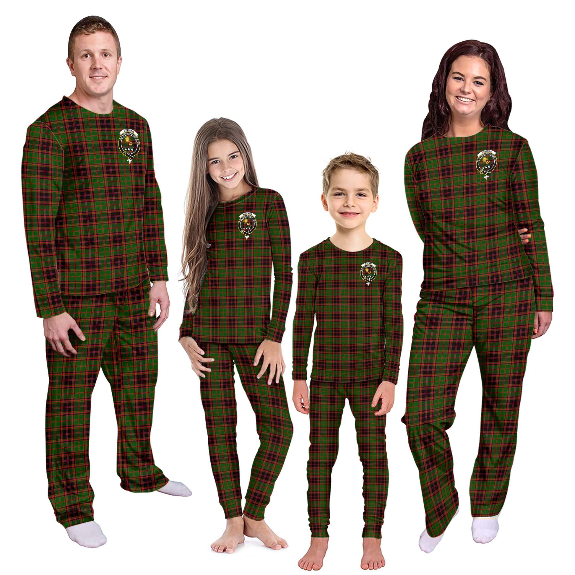 Buchan Tartan Pajamas Family Set with Family Crest Kid - Tartan Vibes Clothing