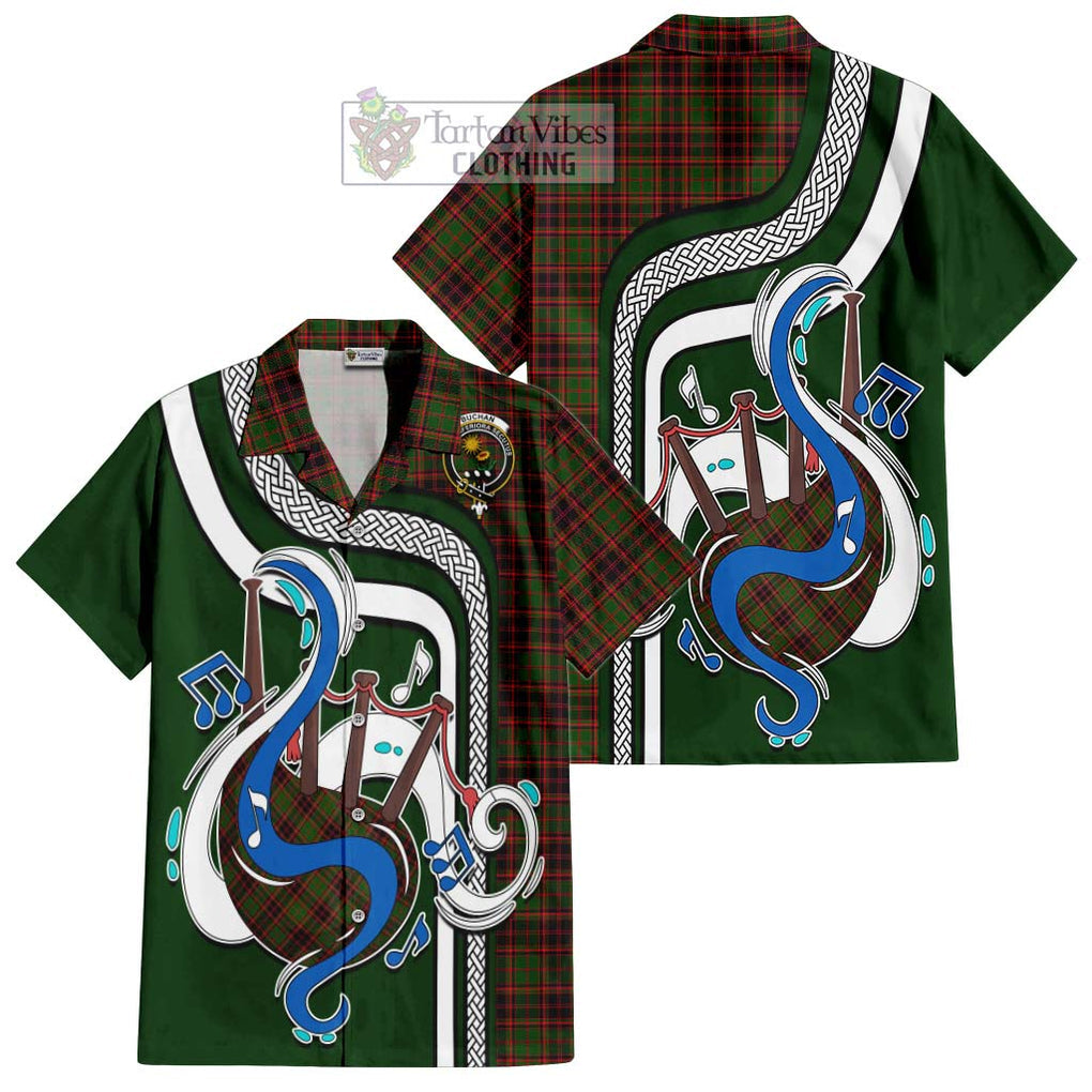 Buchan Tartan Short Sleeve Button Shirt with Epic Bagpipe Style Kid - Tartanvibesclothing Shop