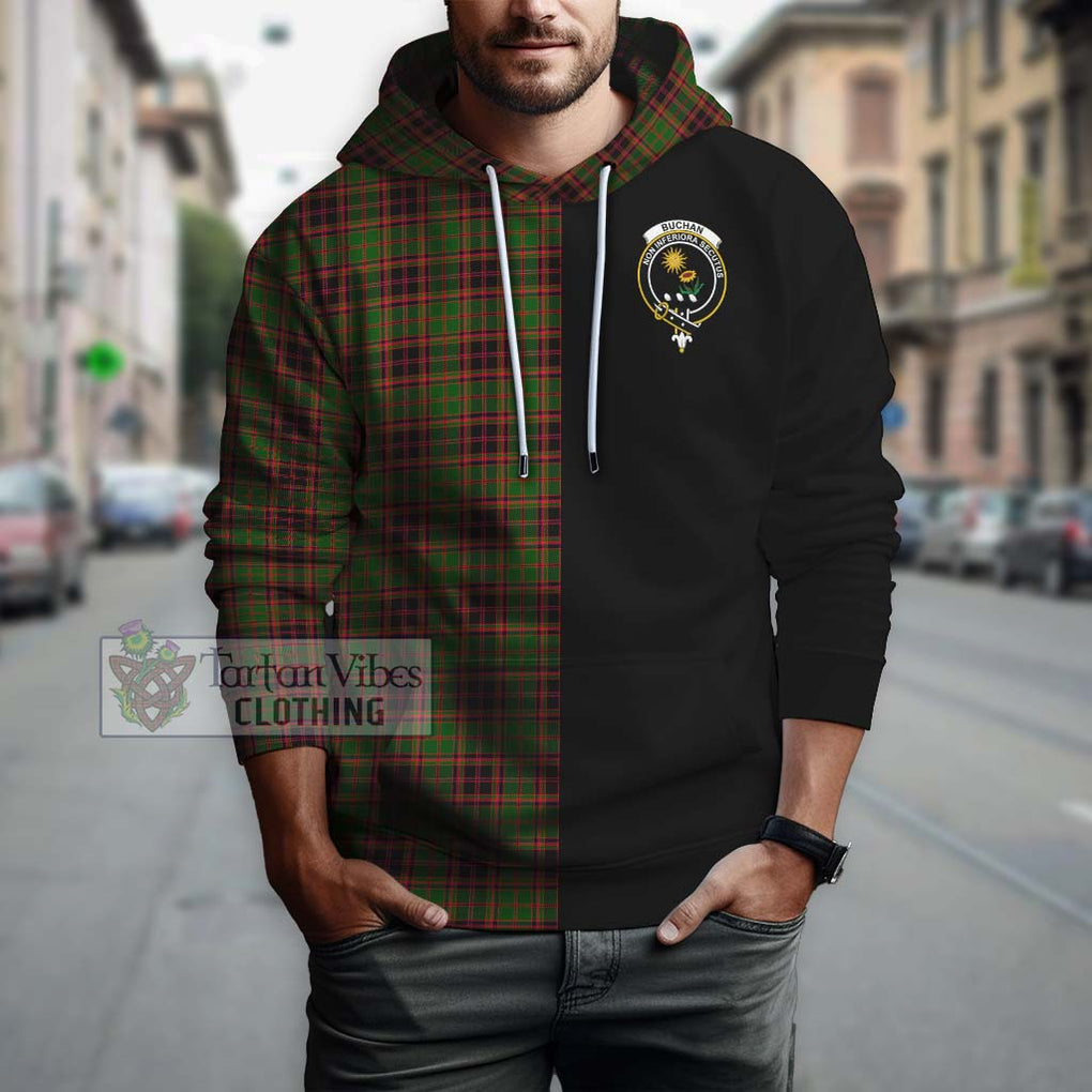 Buchan Tartan Hoodie with Family Crest and Half Of Me Style Zip Hoodie - Tartanvibesclothing Shop