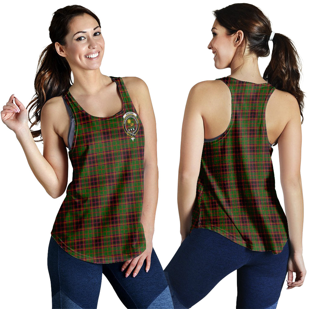 Buchan Modern Tartan Women Racerback Tanks with Family Crest - Tartanvibesclothing