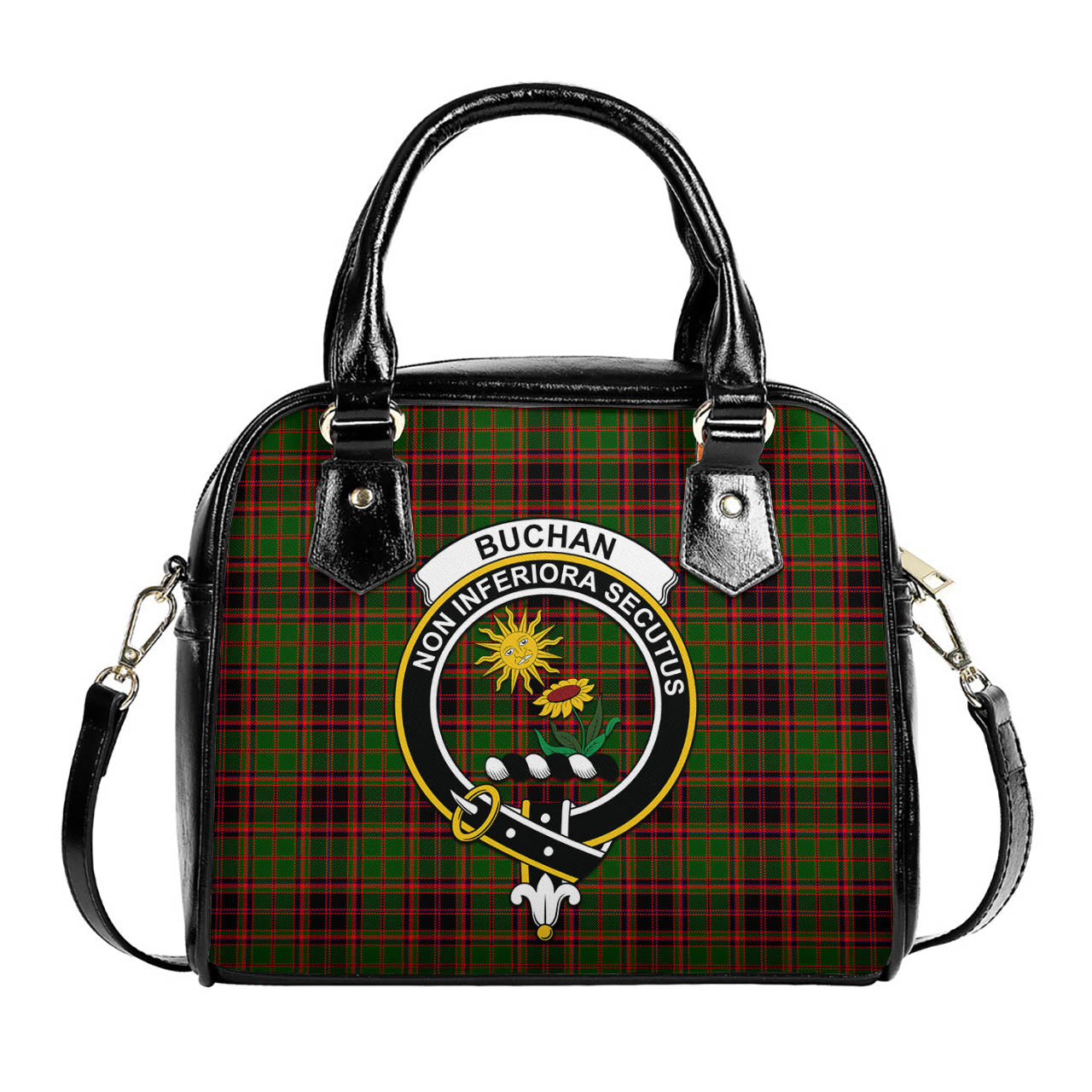 Buchan Modern Tartan Shoulder Handbags with Family Crest One Size 6*25*22 cm - Tartanvibesclothing