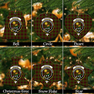 Buchan Tartan Christmas Ceramic Ornaments with Family Crest