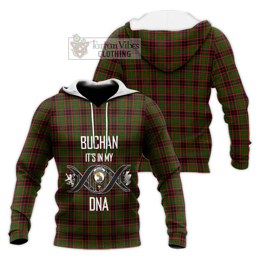 Buchan Tartan Knitted Hoodie with Family Crest DNA In Me Style Unisex Knitted Pullover Hoodie - Tartanvibesclothing Shop