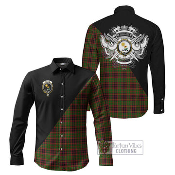 Buchan Tartan Long Sleeve Button Shirt with Family Crest and Military Logo Style