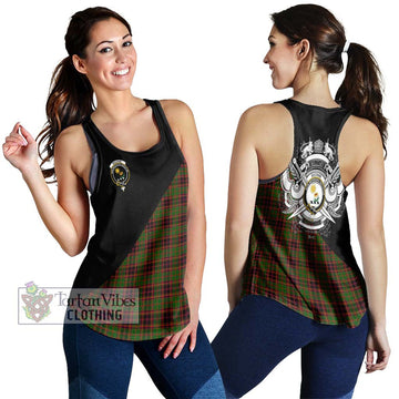 Buchan Tartan Women's Racerback Tanks with Family Crest and Military Logo Style