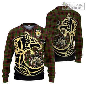 Buchan Tartan Ugly Sweater with Family Crest Celtic Wolf Style