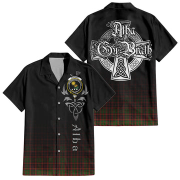 Buchan Tartan Short Sleeve Button Up Shirt Featuring Alba Gu Brath Family Crest Celtic Inspired